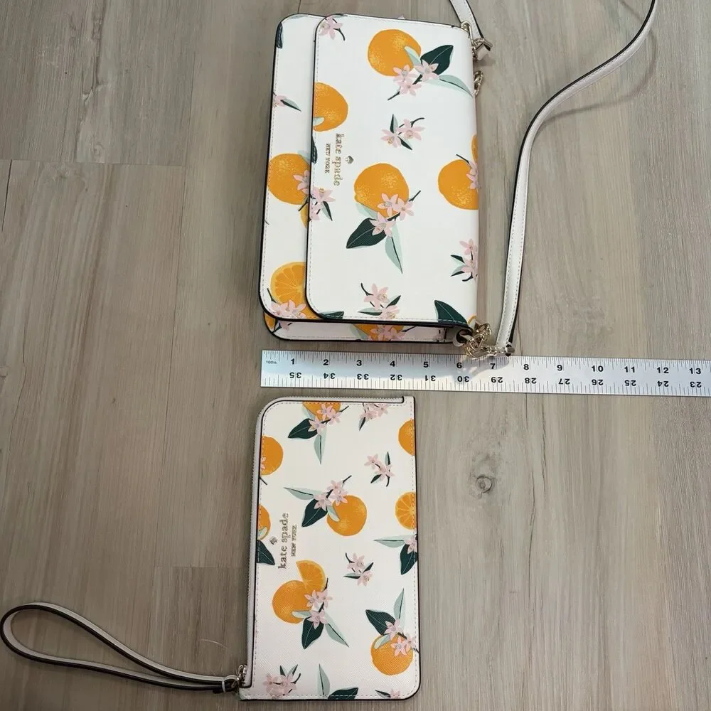 Kate Spade KC698 Madison Orange Toss Medium Crossbody Bag And Wristlet